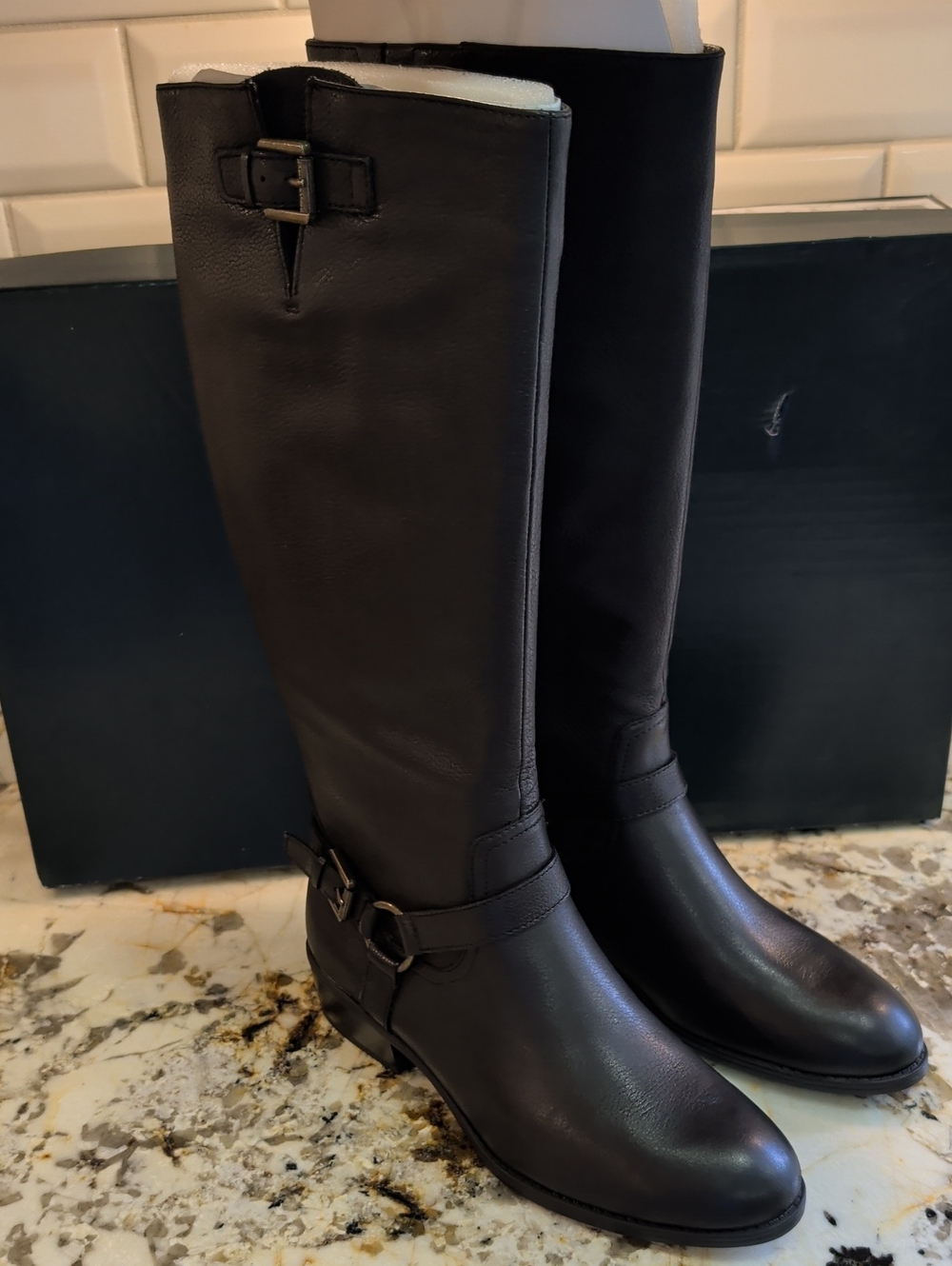 RALPH LAUREN Women’s Size 9.5B “McLeod-W” Black Leather Knee High Boots